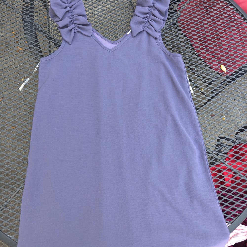 Purple Sleeveless Dress with Ruffled Straps